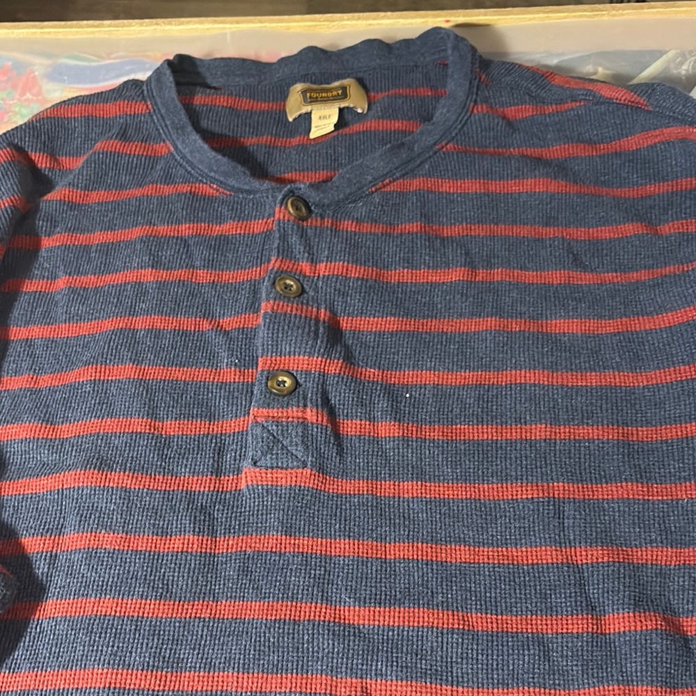 The Foundry Men's Blue and Red Striped Shirt